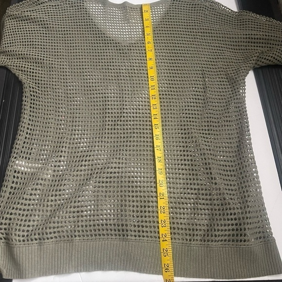 Chico's Mesh Top Army Green Size 1 - Picture 7 of 8